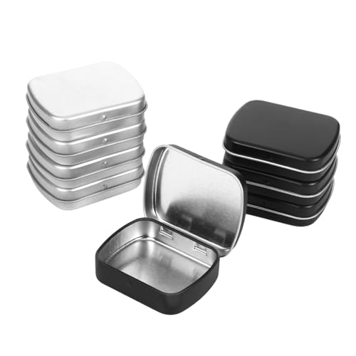 8 Stück Blechdose mit Deckel, Kleine Box Dose Metalldosen mit Deckel Kleine Dosen Metalldose Metallbox Blechdosen Schwarz Metal Tin Metalldöschen Aufbewahrungsbox für Kleinigkeiten (6 x 4,5 x 1,5cm) von GENZYRE