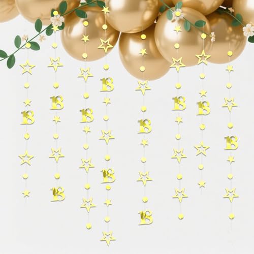 Deko 18. Geburtstag Mädchen, 4 Stück 18 Geburtstag Deko JungeGeburtstagsdeko 18 Mädchen Junge Stern DekoGlitzerne Girlande Happy Birthday Hintergrund Buntes Banner Sterne Gold 3 Meter Deko 18. Geburtstag Mädchen, 4 Stück 18 Geburtstag Deko JungeGeburtstagsdeko 18 Mädchen Junge Stern DekoGlitzerne Girlande Happy Birthday Hintergrund Buntes Banner Sterne Gold 3 Meter von GENZYRE