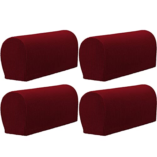 GEOCANG Sesselbezug, 4er Set Anti-Rutsch Sessel Sofa Armlehnenschutz für Möbelschutz (Weinrot) von GEOCANG