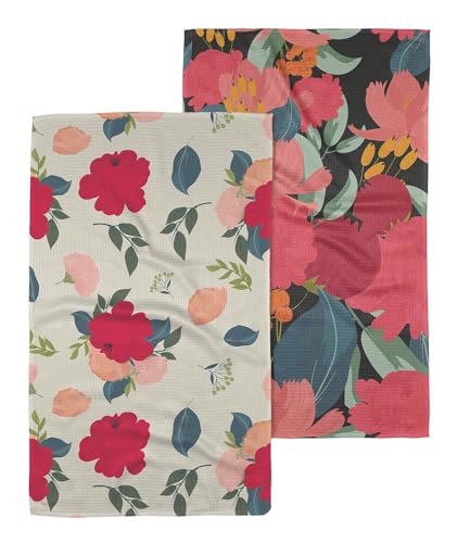 GEOMETRY Küchen-Geschirrtücher – schnell trocknende Mikrofaser-Geschirrtücher für die Küche – Rosen für Sie 45,7 x 76,2 cm (2 Stück) von GEOMETRY