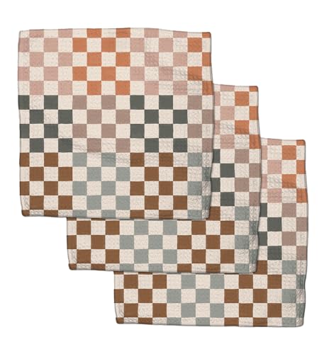 GEOMETRY Küchen-Geschirrtücher – schnell trocknende Premium-Geschirrtücher mit Geoweave – 3er-Pack (Herbstkarier) von GEOMETRY