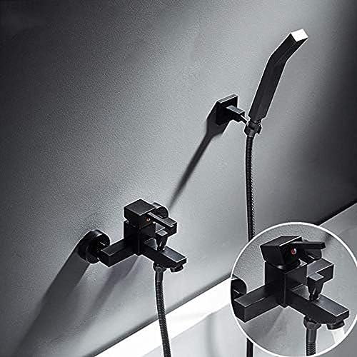 Messing Schwarz Duschset Badezimmer Wasserhahn Wand Regenduschkopf Mixer mit Handbrause Set Einhand-Duschsystem,Flexibles Design von GEONLY