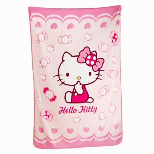 GEPAS Kawaii Nette Karikatur Hallo Katze Kitty Decke Erwachsene Kinder Hello Kitty Bettwäsche Zimmer Dekoration Schlafzimmer Rosa Wurfdecke (PINK 1) von GEPAS