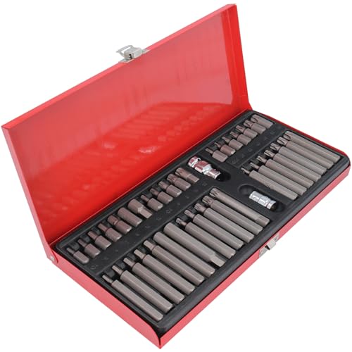 GEPCO 40tlg Bit Nuss Satz Torx Vielzahn Innensechskant CrV 1/2 Zoll 3/8 Zoll Antrieb T20 - T25 - T30 - T 40- T 45 -T 50- T 55 M5 bis M12 H4 bis H12 Profi Werkzeug für Werkstatt und KFZ mit Koffer von GEPCO Advanced Technology