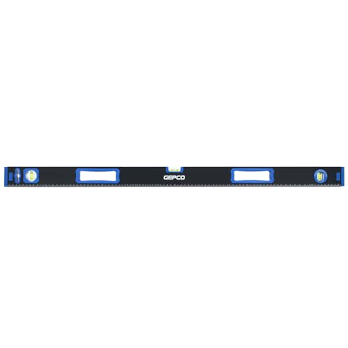 GEPCO Wasserwaage Industrie 60 80 120 200 cm Aluminium 0.8 mm Richtwaage Messwaage Bauwaage 3 Libellen Lineal 2 Griffe Magnetisch Messtoleranz: 0,5mm/m 120 cm von GEPCO Advanced Technology