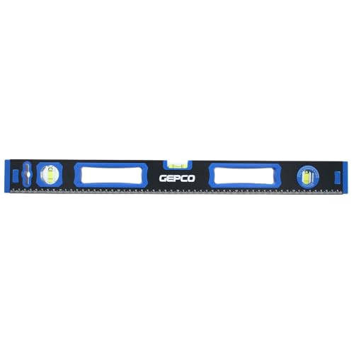 GEPCO Wasserwaage Industrie 60 80 120 200 cm Aluminium 0.8 mm Richtwaage Messwaage Bauwaage 3 Libellen Lineal 2 Griffe Magnetisch Messtoleranz: 0,5mm/m 60 cm von GEPCO Advanced Technology