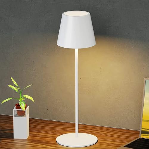 GEPROSMA Metall Tischlampe Kabellos Akku Nachttischlampe USB C Aufladbar,Schreibtischlampe ohne Kabel LED Touch Dimmbar,Kleine Tischleuchte Batterie Modern,Tragbare Lampe Schlafzimmer Wohnzimmer von GEPROSMA