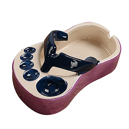 GEQIAN Newness Tischaschenbecher Keramik ohne Deckel – Kreativer Flip-Flop-förmiger Aschenbecher mit Zigarettenablage für Home Office Bar 13 x 8 x 5,5 cm von GEQIAN
