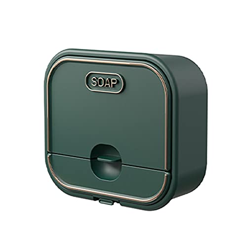 GEQIAN Seifenschale Aufbewahrung Halter für Badezimmer Multifunktionale Wand montiert Seifenhalter Box - Flip to Open Close Klebe Spritzwassergeschützte Seifenschale mit Wassersammler & Aufhänger für von GEQIAN