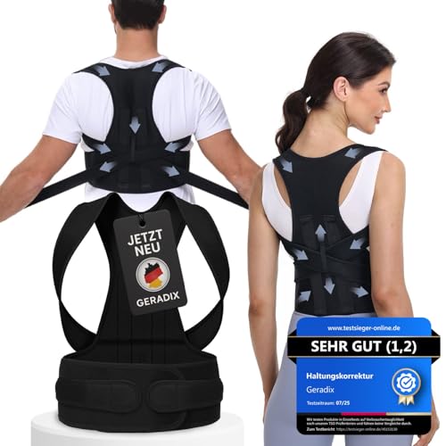 Haltungskorrektur Damen Herren Rückenstützgürtel Haltung Korrektur Gurt Back Posture Corrector Verstelbare Haltungstrainer Rückengurt für Schulter Nacken + Ebook Leitfaden (L) von GERADIX