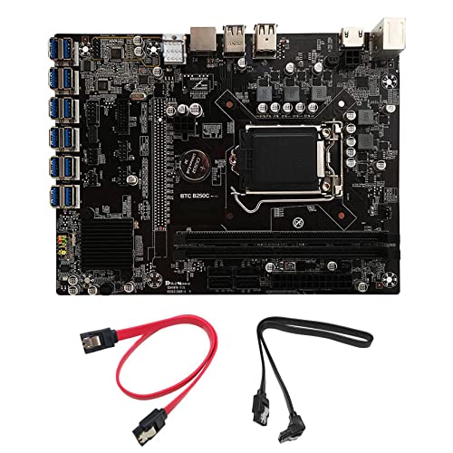GERALD B250C BTC Mining Hauptplatine mit 2XSATA Kabel 12XPCIE zu USB3.0 Grafik Karten Steckplatz LGA1151 UnterstüTzt DDR4 RAM Hauptplatine von GERALD