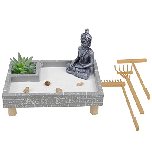GERALD Garten Kit, Desktop Sand Garten Kit für Schreibtisch Mini Tisch Garten Dekorationen für Hause BüRo Meditation A von GERALD