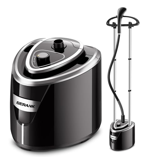 Gerank Dampfgarer für Kleidung, 1500 W stehend mit 35 Sekunden schnelles Aufheizen, 2,5 l Wassertank für 1,5 H Dampf, höhenverstellbarer Ständer mit Kleiderbügel von GERANK