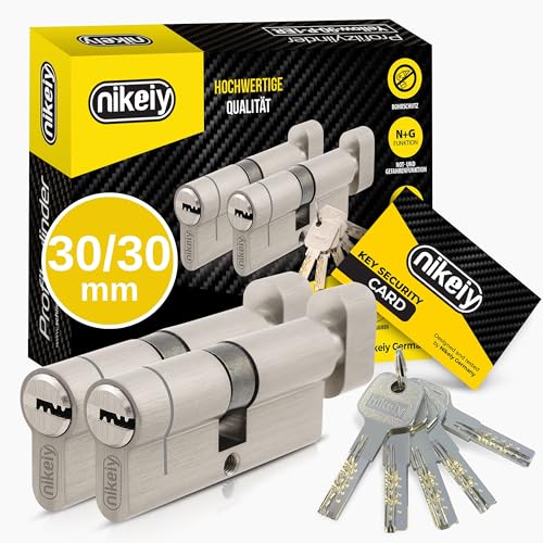 GERCAR Pro+ 2er Set Knaufzylinder gleichschließend 30/30 - N+G Schließzylinder mit Knauf - Zylinderschloss Türschloss mit Bohrschutz und 10 Schlüssel (lang) mit CodeCard | 60 mm | A:30 B:30 | 2 x von GERCAR