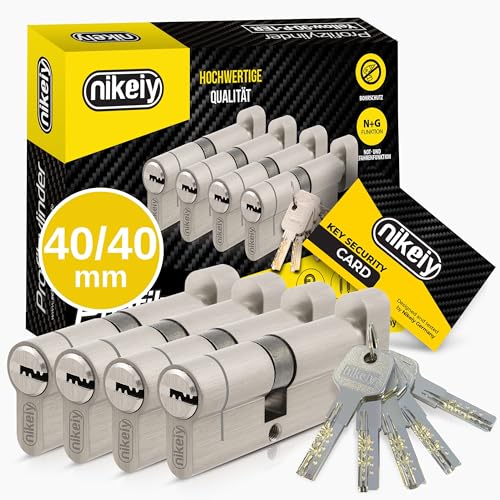 GERCAR Pro+ 4er Set Knaufzylinder gleichschließend 40/40 - N+G Schließzylinder mit Knauf - Zylinderschloss Türschloss mit Bohrschutz und 10 Schlüssel (lang) mit CodeCard | 80 mm | A:40 B:40 | 4 x von GERCAR