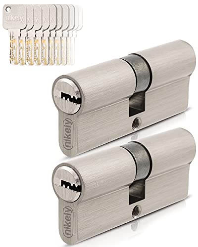 GERCAR Pro 2x Schließzylinder 30/30 gleichschließend Set 2 Profilzylinder inkl. 10 Schlüssel - 60 mm Türschloss Zylinderschloss 2er Zylinder - Länge: 60mm, A:30 B:30 - Messing matt massiv GERCAR Pro 2x Schließzylinder 30/30 gleichschließend Set 2 Profilzylinder inkl. 10 Schlüssel - 60 mm Türschloss Zylinderschloss 2er Zylinder - Länge: 60mm, A:30 B:30 - Messing matt massiv von GERCAR