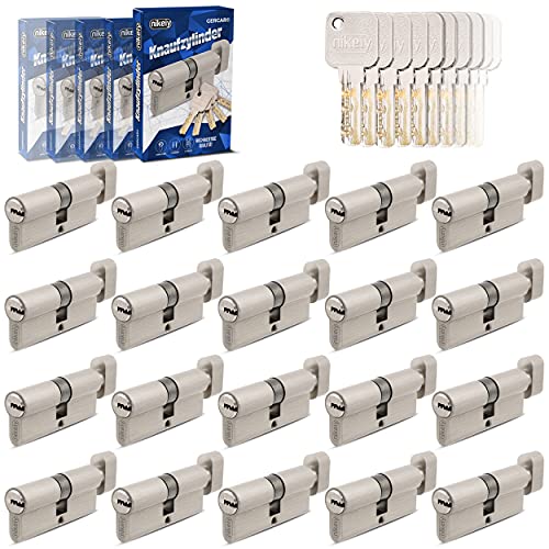 GERCAR Pro Gleichschließend 20 Knaufzylinder 45/45 Set 20x Schließzylinder mit Knauf inkl. 100 Schlüssel - 90 mm Türschloss Zylinderschloss 20er Zylinder - Länge: 90mm, A:45 B:45 - Messing matt GERCAR Pro Gleichschließend 20 Knaufzylinder 45/45 Set 20x Schließzylinder mit Knauf inkl. 100 Schlüssel - 90 mm Türschloss Zylinderschloss 20er Zylinder - Länge: 90mm, A:45 B:45 - Messing matt von GERCAR