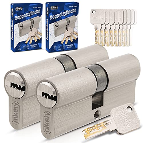 GERCAR Pro Gleichschließend 2x Schließzylinder 40/40 Set 2 Profilzylinder inkl. 10 Schlüssel - 80 mm Türschloss Zylinderschloss 2er Zylinder - Länge: 80mm, A:40 B:40 - Messing matt massiv GERCAR Pro Gleichschließend 2x Schließzylinder 40/40 Set 2 Profilzylinder inkl. 10 Schlüssel - 80 mm Türschloss Zylinderschloss 2er Zylinder - Länge: 80mm, A:40 B:40 - Messing matt massiv von GERCAR