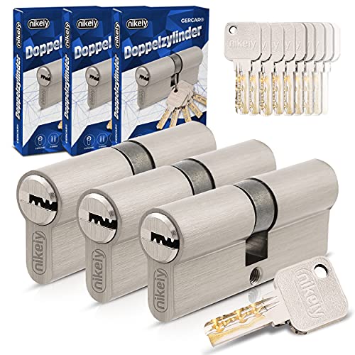 GERCAR Pro Gleichschließend 3x Schließzylinder 28/34 Set 3 Profilzylinder inkl. 15 Schlüssel - 62 mm Türschloss Zylinderschloss 3er Zylinder - Länge: 62mm, A:28 B:34 - Schließsystem von GERCAR