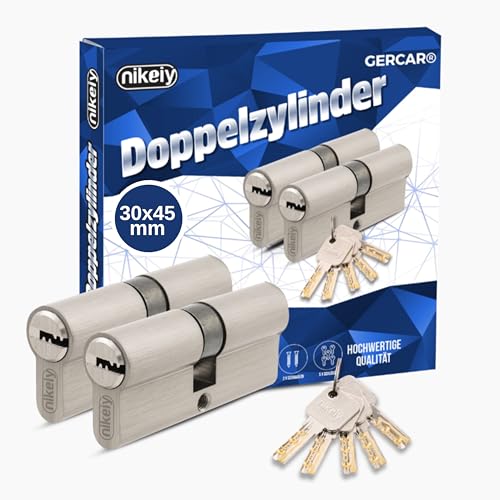 GERCAR Pro Profilzylinder 30/45 Massiver Schließzylinder gleichschließend 2er Set Doppelzylinder Zylinderschloss - Messing matt - inkl. 10 Schlüssel - Wendeschlüssel - Länge: 75 mm, A:30 B:45-2x von GERCAR