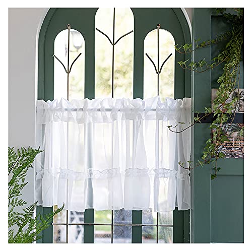 GEREP Durchscheinend Garn Scheibengardine Kurzstore Gardine Bistrogardine, für Datenschutz Protect Home Decoration/Weiß / W100×H40cm von GEREP