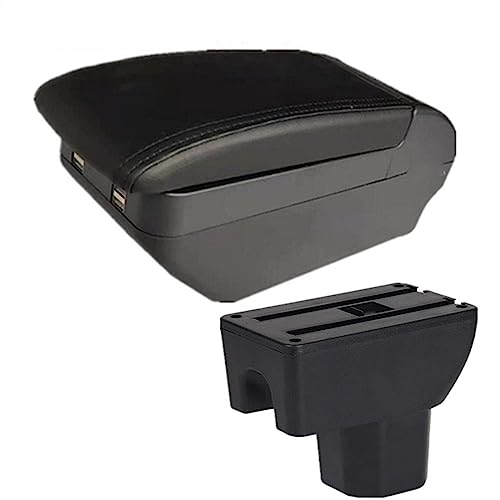 Für Suzuki Für Ignis 2016-2022 Armlehne Box Dual Layer Central Store Inhalt Versenkbare Tasse Halter Zubehör Auto Armlehnen (Color : H2 All Black 4 USB) von GERGRGB