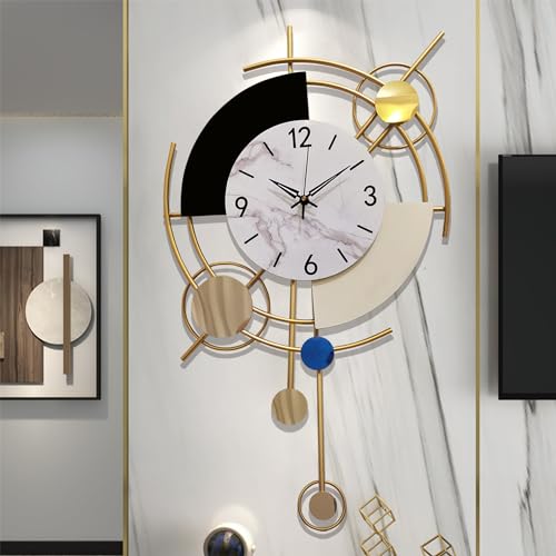 GERHWASH Große Wanduhr 70x42cm Geräuschlos - Modernes Design mit Römischen Ziffern, Schwarz-Gold - Premium Dekoration für Wohnzimmer, Schlafzimmer & Esszimmer Uhr Wand von GERHWASH