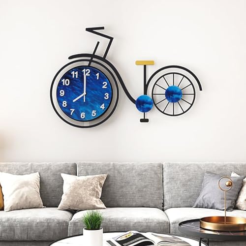 GERHWASH Wanduhr Groß, Wanduhr Ohne Tickgeräusche Pendeluhr Wanduhr Fahrrad Radfahren Form Wall Clock Living Room, für Küche Schlafzimmer Wohnzimmer Büro 63×42cm (A) von GERHWASH