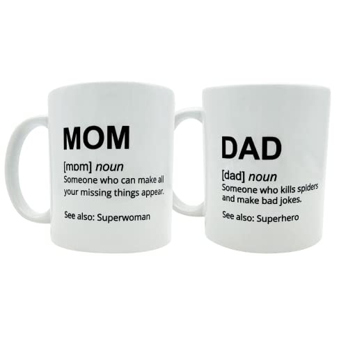 Mama und Papa Tasse – Set 2 Tassen – Ideal Mutter- und Vatertagsgeschenke, Frischgebackene Eltern und Mütter, Schwangere, Geburtstagsgeschenk – Originelles und lustiges Geschenk (Mom und Dad) von GERILEO