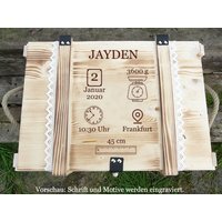 Erinnerungskiste Mit Geburtsdaten/Erinnerungsbox Personalisiert Gravur Babygeschenk Taufgeschenk/ Geburtsgeschenk/ Holzbox/ Kiste von GERILYS