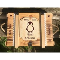 Große Erinnerungskiste Baby Personalisiert Mit Pinguin/ Erinnerungsbox Groß/Babygeschenk Taufgeschenk Geburtsgeschenk Holzkiste von GERILYS