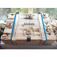 Personalisierte Nähkiste/Nähkasten Holz Holzkiste Holzbox Nähbox Nähkästchen Aufbewahrungskiste von GERILYS