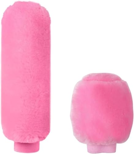 Schaltknauf Auto Handbremse Grip Abdeckungen Griff Für Plüsch Hülse Winter Weiche Warme(Rosa) von GERLJ