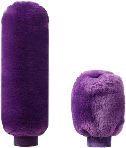 Schaltknauf Auto Handbremse Grip Abdeckungen Griff Für Plüsch Hülse Winter Weiche Warme(Violett) von GERLJ