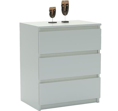 GERMAN Kommode Weiß mit 3 Schubladen – Moderner Schubladenschrank viel Stauraum – Komodenschrank Organizer für Kleidung – Geeignet für Schlafzimmer Wohnzimmer Kinderzimmer – 40T x 60B x 75H cm von GERMAN
