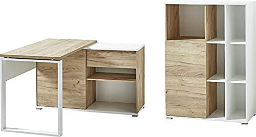Germania 2-TLG. Büromöbel-Set 8039-513 GW-Lioni, inklusive Schreibtisch und Aktenschrank, im Dekor Weiß/Navarra-Eiche-Nb. Germania 2-TLG. Büromöbel-Set 8039-513 GW-Lioni, inklusive Schreibtisch und Aktenschrank, im Dekor Weiß/Navarra-Eiche-Nb. von GERMANIA DIE MÖBELMACHER