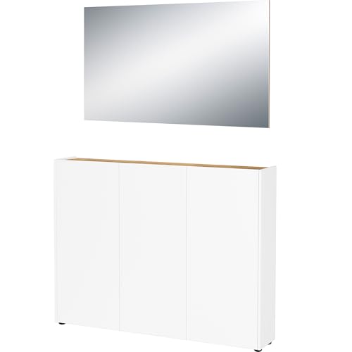 Germania 2-TLG. Garderoben-Set 9876-513 GW-Libbiano, in Weiß/Navarra-Eiche-Nb., mit geringer Tiefe, 138 x 200 x 25 cm (BxHxT) von GERMANIA DIE MÖBELMACHER