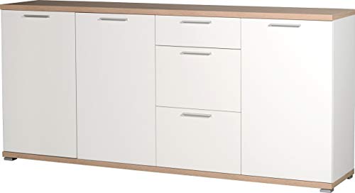 Germania 3202-178 Sideboard GW-Top in Weiß/Absetzung Sonoma-Eiche-Nachbildung, 192 x 88 x 40 cm (BxHxT) von GERMANIA DIE MÖBELMACHER