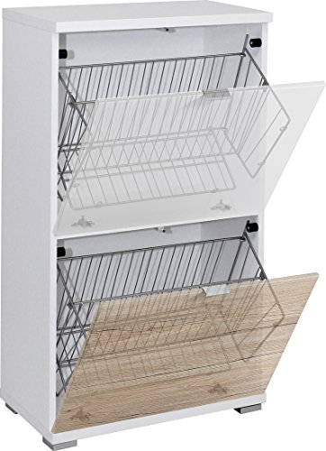 Germania 3260-84 Schuhschrank (Korpus) mit 2 Metallschuhkörben Colorado in Weiß, 53 x 91 x 30 cm (BxHxT) 31W / 30L von GERMANIA DIE MÖBELMACHER