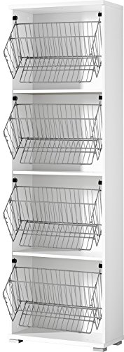 Germania 3262-84 Schuhschrank (Korpus) mit 4 Metallschuhkörben Colorado in Weiß, 53 x 174 x 30 cm (BxHxT) von GERMANIA DIE MÖBELMACHER