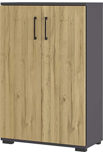 Germania Aktenschrank 4247-564 GW-Profi, in Graphit/Grandson-Eiche-Nb., mit Metallgriffen, 80 x 123 x 40 cm (BxHxT) von GERMANIA DIE MÖBELMACHER