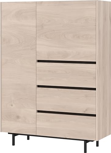 Germania Highboard 1149-627 GW-Cantoria, in Eiche/Schwarz, Zwei Türen und DREI Schubladen, 109 x 150 x 40 cm (BxHxT) von GERMANIA DIE MÖBELMACHER