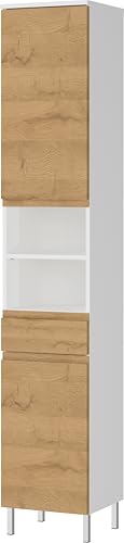 Germania Hochschrank 4334-559 GW-Torrance, in Weiß/Eiche, grifflos, 34 x 190 x 34 cm (BxHxT) von GERMANIA DIE MÖBELMACHER