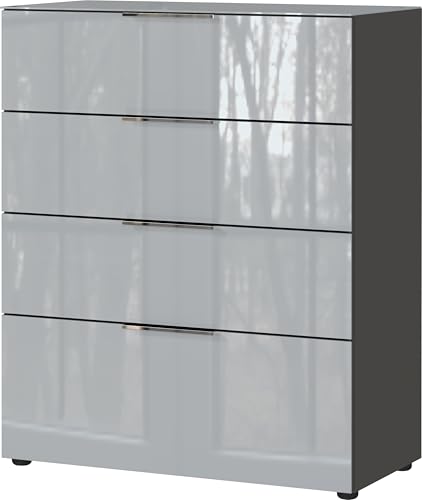 Germania Kommode 3695-587 GW-Oakland, in Graphit/Silbergrau, mit Glasauflage, 83 x 102 x 42 cm (BxHxT) von GERMANIA DIE MÖBELMACHER