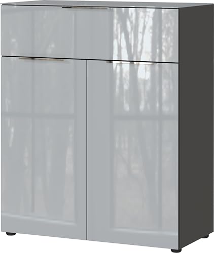 Germania Kommode 3696-587 GW-Oakland, in Graphit/Silbergrau, mit Glasauflage, 83 x 102 x 42 cm (BxHxT) von GERMANIA DIE MÖBELMACHER