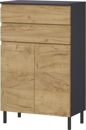 Germania Kommode 8245-564 GW-Salinas, in Graphit/Eiche, mit Selbsteinzug der Schubladen, 60 x 97 x 34 cm (BxHxT) von GERMANIA DIE MÖBELMACHER