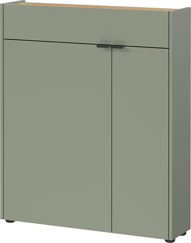 Germania Schuhschrank 1319-629 GW-Ameca, in Taupegrün/Navarra-Eiche-Nb., mit Türdämpfung, 83 x 99 x 22 cm (BxHxT) von GERMANIA DIE MÖBELMACHER
