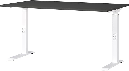 Germania Schreibtisch 7904-569, in Graphit/Weiß, me. höheneinst., 140 x 91 x 80 cm (BxHxT) von GERMANIA DIE MÖBELMACHER