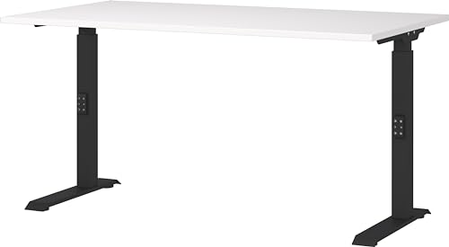 Germania Schreibtisch 7904-614, in Weiß/Schwarz, me. höheneinst., 140 x 91 x 80 cm (BxHxT) von GERMANIA DIE MÖBELMACHER