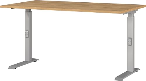 Germania Schreibtisch 7904-638, in Grandson-Eiche-Nb./Silber, me. höheneinst., 140 x 91 x 80 cm (BxHxT) von GERMANIA DIE MÖBELMACHER
